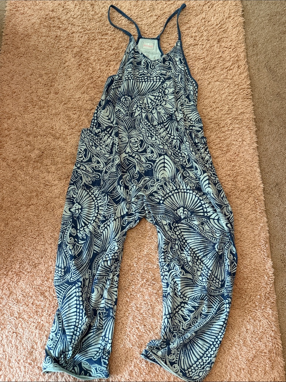 Free People Blue Floral-Patterned One-Piece Romper